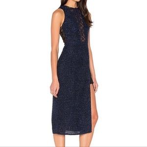 X by NBD Maggie Dress in navy blue lace-up